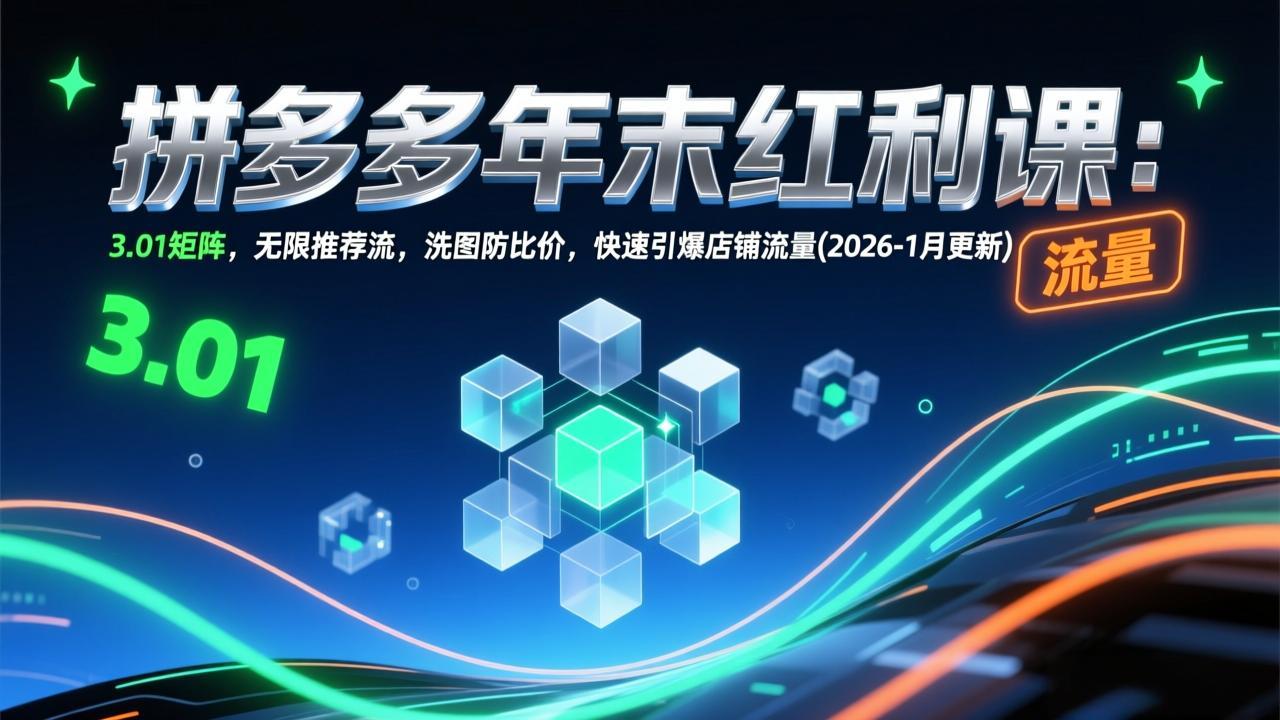 拼多多年末红利课：3.01矩阵，无限推荐流，洗图防比价，快速引爆店铺流量(2026-1月更新-百盛轻创