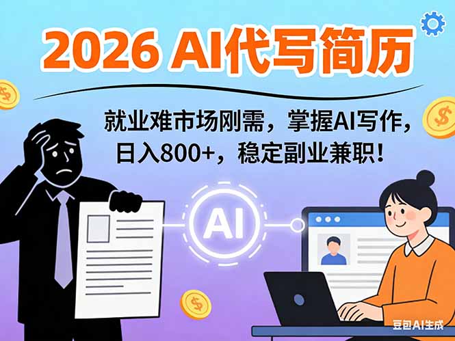 AI代写简历，超暴利，用万能模板月入1-3万实战教程，2026年市场刚需！-百盛轻创