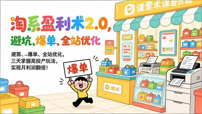 淘系盈利术2.0，避坑、爆单、全站优化，三天掌握高投产玩法，实现月利润翻倍！-百盛轻创