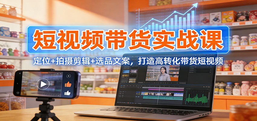 短视频带货实战课：定位+拍摄剪辑+选品文案，打造高转化带货短视频-百盛轻创