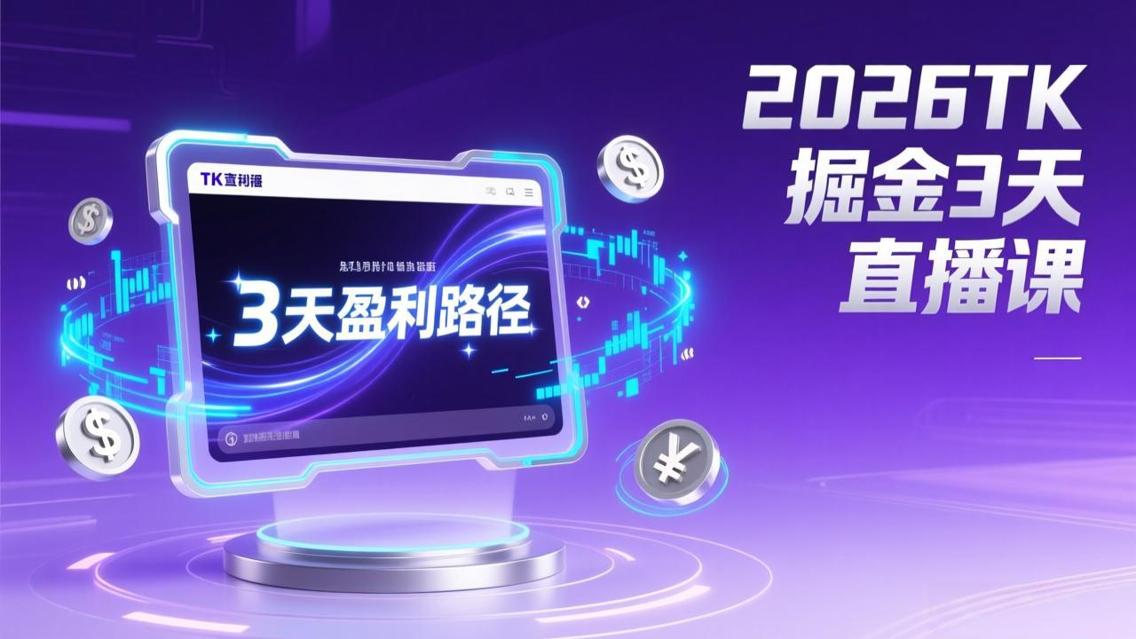 2026TK掘金直播课，起号涨粉+直播带货+商单变现+3天打通盈利路径，月入过万美金-百盛轻创