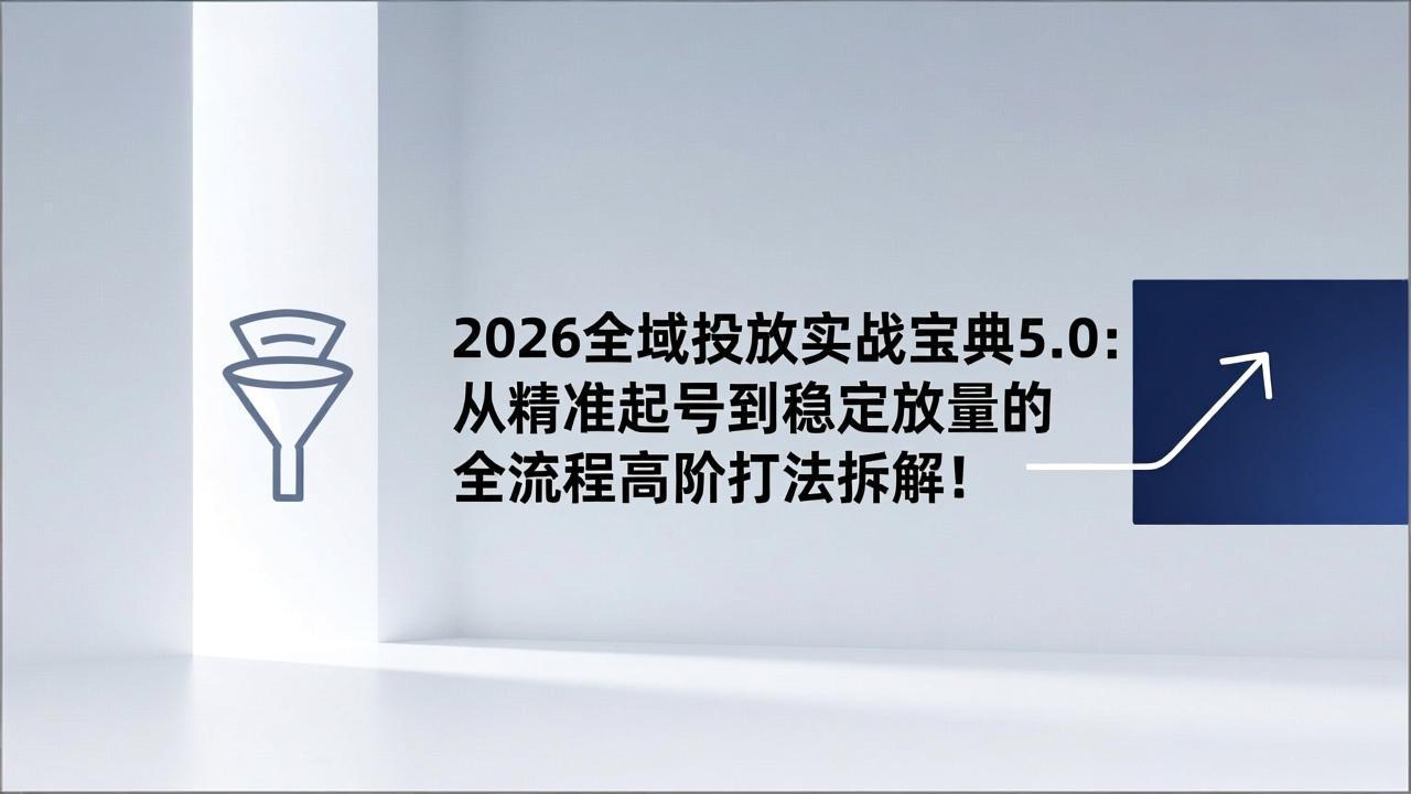 2026全域投放实战宝典5.0：从精准起号到稳定放量的全流程高阶打法拆解！-百盛轻创