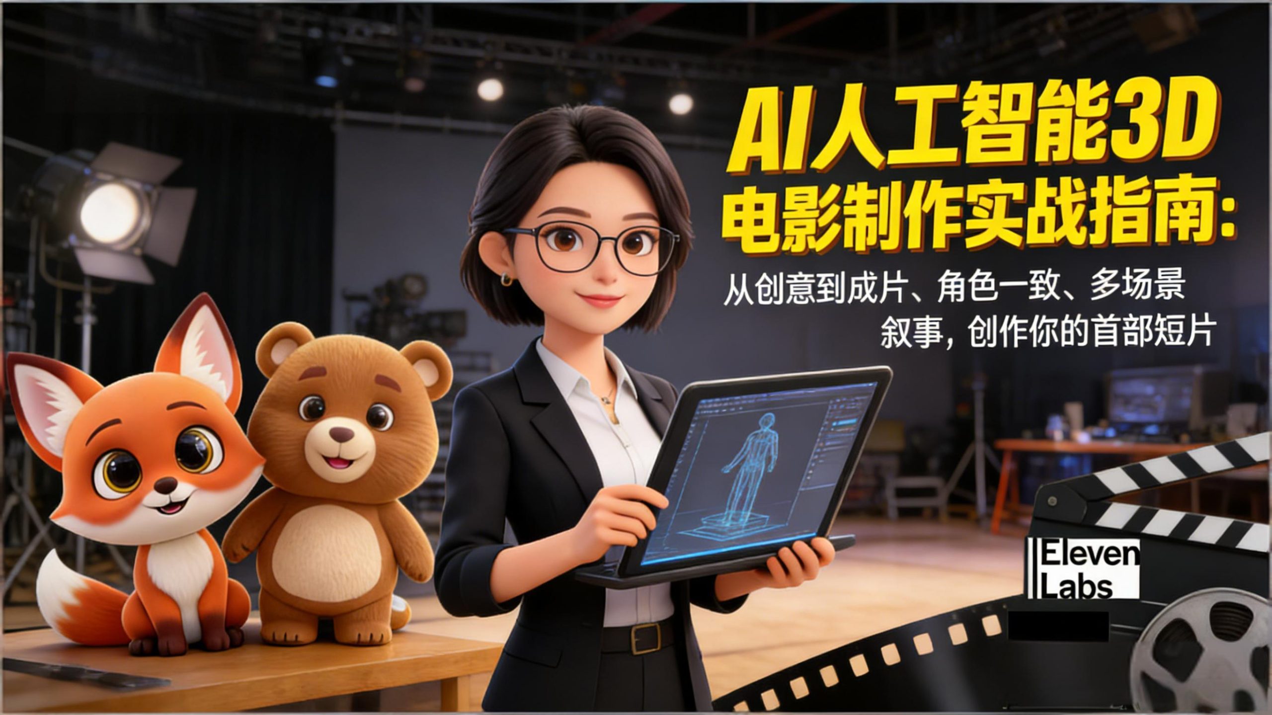 AI人工智能3D电影制作实战指南：从创意到成片、角色一致、多场景叙事，创作你的首部短片-百盛轻创