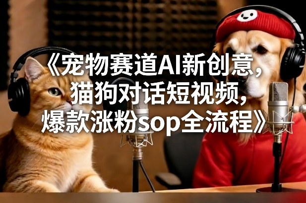 宠物赛道AI新创意，猫狗对话短视频，爆款涨粉sop全流程-百盛轻创