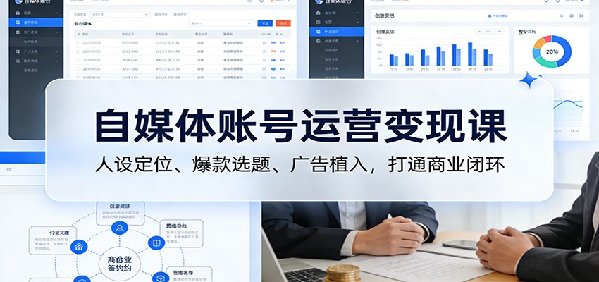 自媒体账号运营变现课：人设定位、爆款选题、广告植入，打通商业闭环-百盛轻创