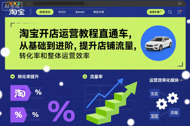 淘宝开店运营教程直通车，从基础到进阶，提升店铺流量，转化率和整体运营效率(更新26年1月)-小艾项目网