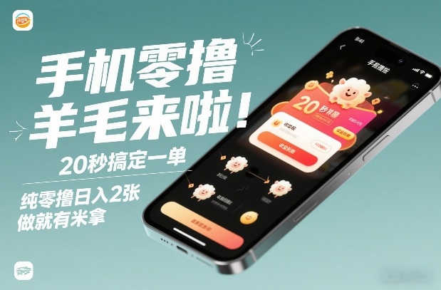手机零撸薅羊毛来啦！20秒搞定一单，纯零撸日入2张，做就有米拿【揭秘】-百盛轻创