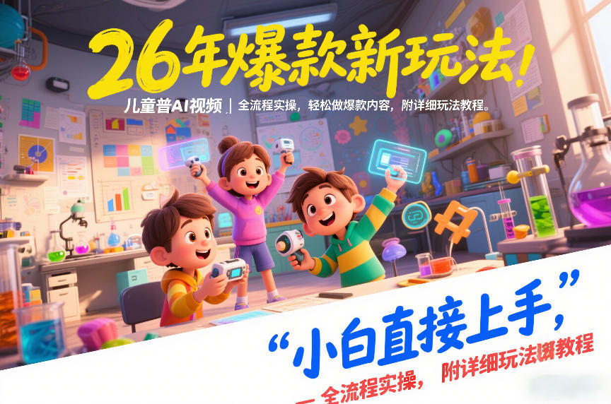 26年爆款新玩法，儿童科普AI视频，全流程实操，轻松做爆款内容，小白直接上手，附详细玩法教程-百盛轻创