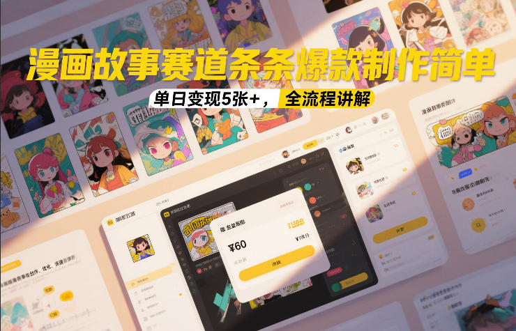 漫画故事赛道条条爆款制作简单，单日变现5张+，全流程讲解-百盛轻创