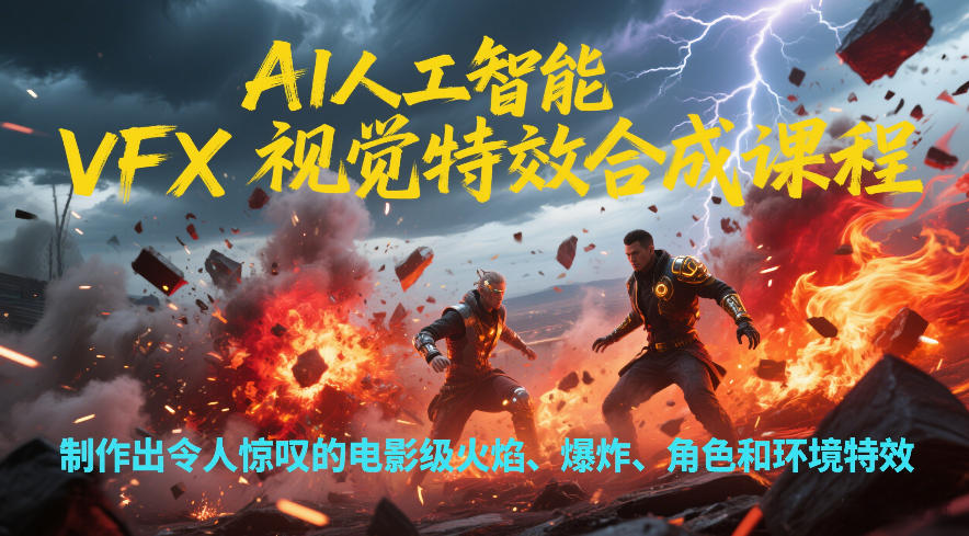 AI人工智能VFX视觉特效合成课程，制作出令人惊叹的电影级火焰、爆炸、角色和环境特效-百盛轻创