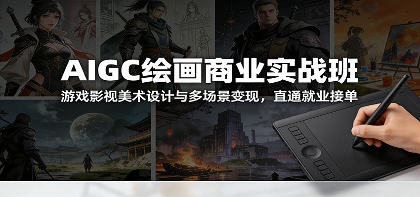 AIGC绘画商业实战班：游戏影视美术设计与多场景变现，直通就业接单-百盛轻创