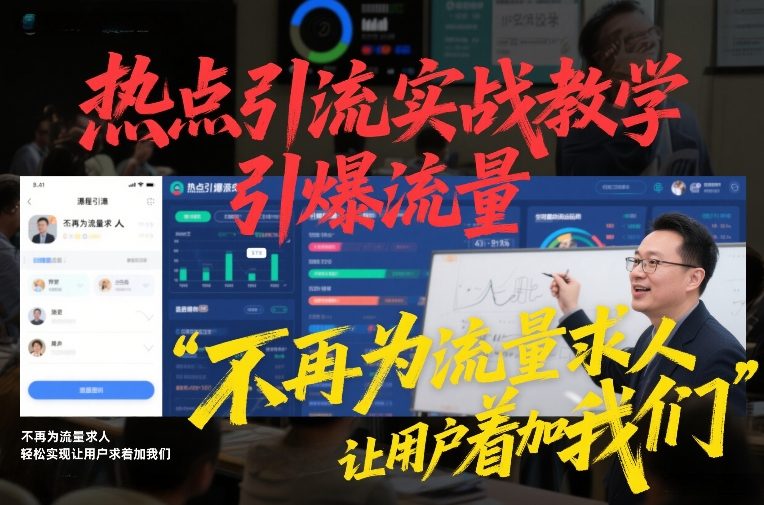 热点引流实战教学，引爆流量，不再为流量求人，轻松实现让用户求着加我们-百盛轻创