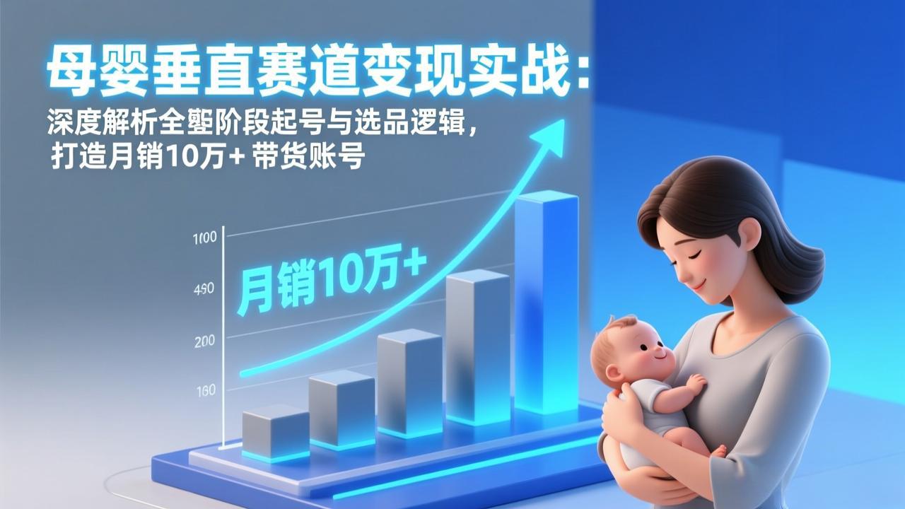 母婴垂直赛道变现实战：深度解析三大阶段起号与选品逻辑，打造月销10万+带货账号-百盛轻创