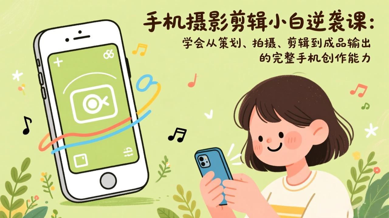手机摄影剪辑小白逆袭课：学会从策划、拍摄、剪辑到成品输出的完整手机创作能力-百盛轻创