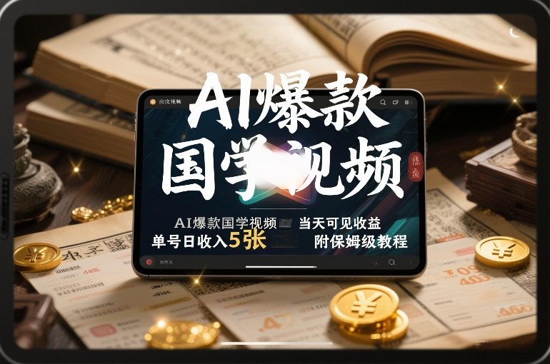 AI爆款国学视频，独家起号方法，小白直接上手，当天可见收益，单号日收入5张+附保姆级教程-百盛轻创