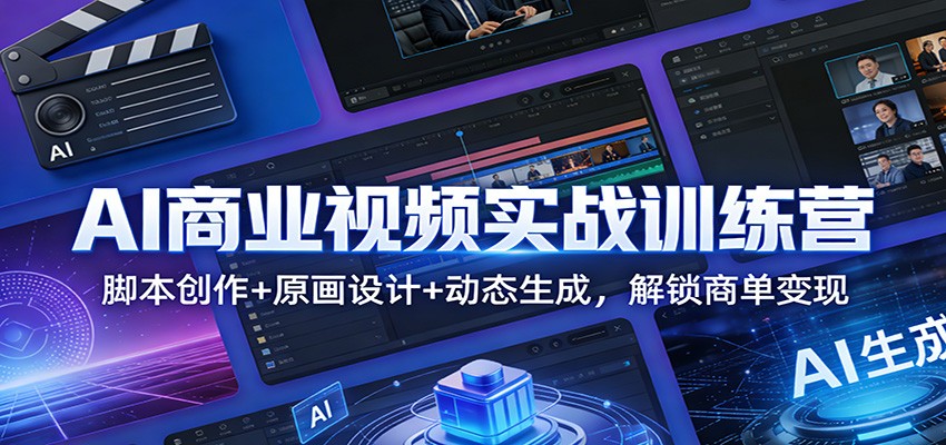 AI商业视频实战训练营：脚本创作+原画设计+动态生成，解锁商单变现-百盛轻创