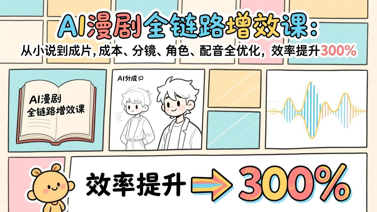AI漫剧全链路增效课：从小说到成片，成本、分镜、角色、配音全优化，效率提升300%-小艾项目网