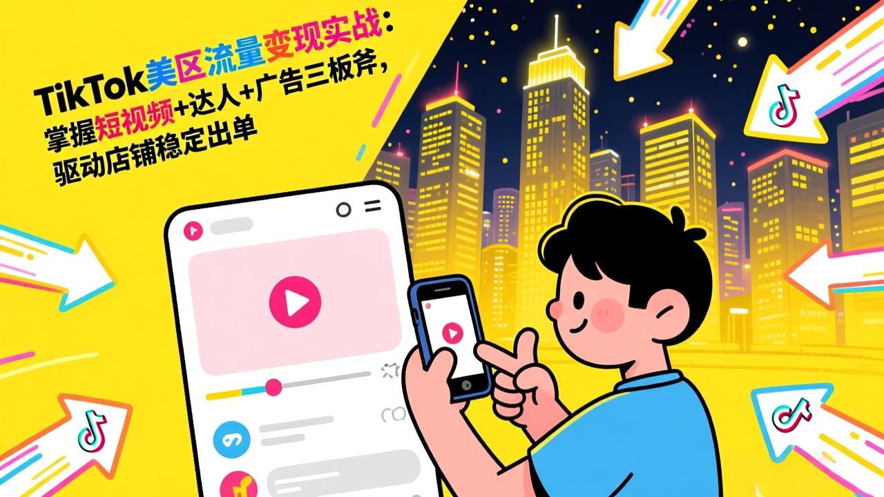 TikTok美区流量变现实战：掌握短视频+达人+广告三板斧，驱动店铺稳定出单-小艾项目网