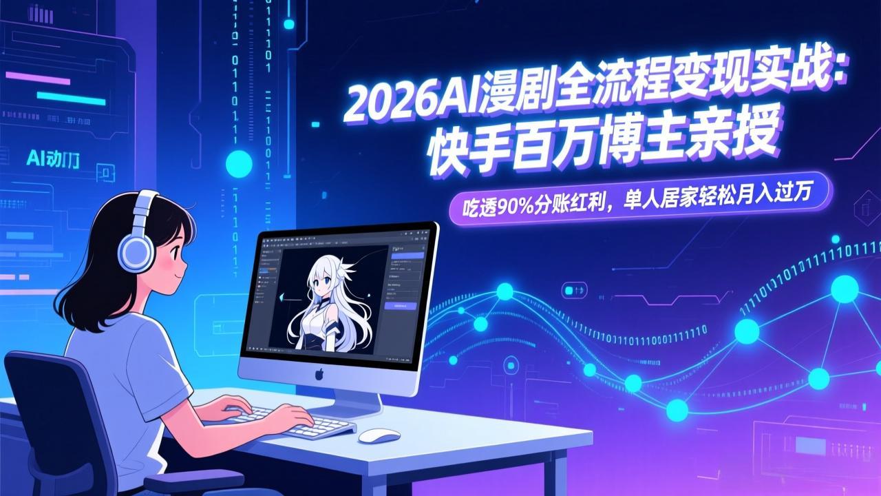 2026AI漫剧全流程变现实战：快手百万博主亲授，吃透90%分账红利，单人居家轻松月入过万-小艾项目网