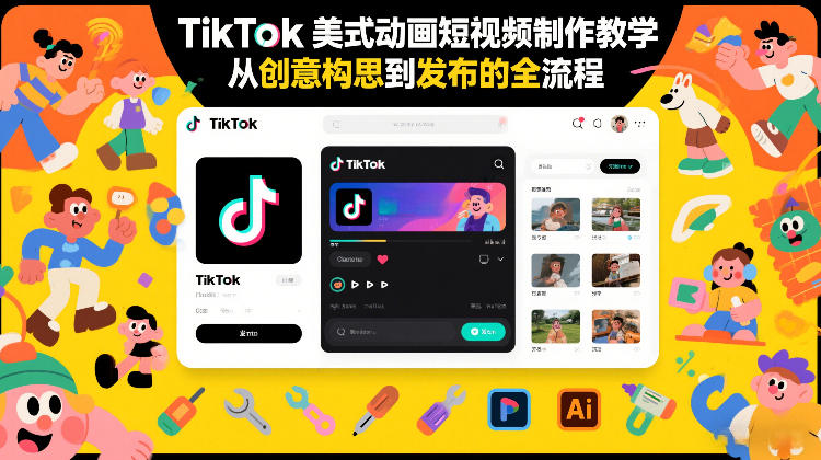 TikTok美式动画短视频制作教学，从创意构思到发布的全流程-百盛轻创