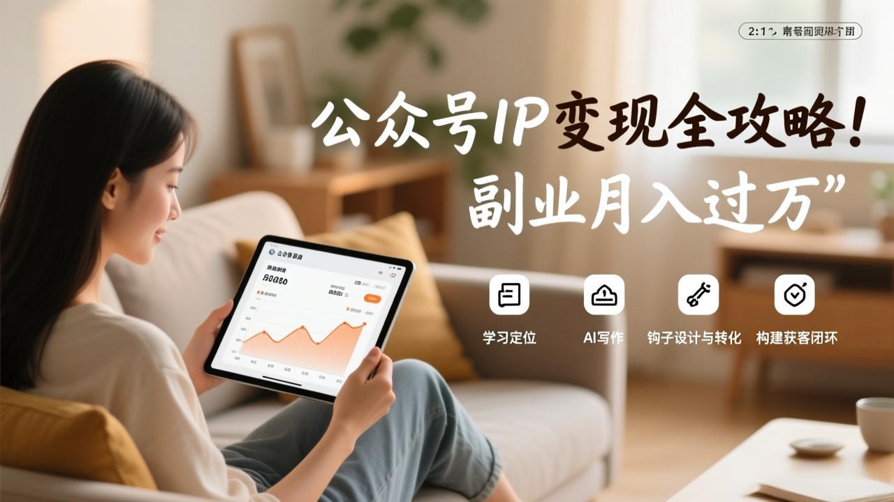 公众号IP变现全攻略，学习定位、AI写作、钩子设计与转化，构建获客闭环，副业月入过万-百盛轻创
