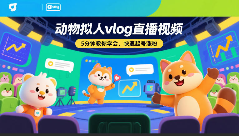动物拟人vlog直播视频，5分钟教你学会，快速起号涨粉-百盛轻创
