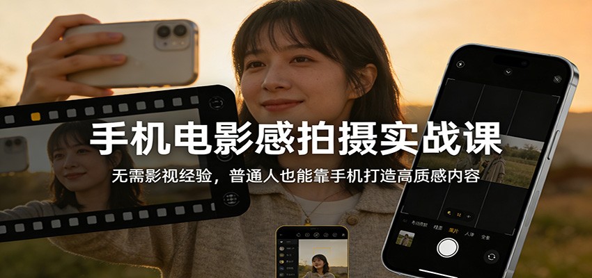 手机电影感拍摄实战课：无需影视经验，普通人也能靠手机打造高质感内容-百盛轻创