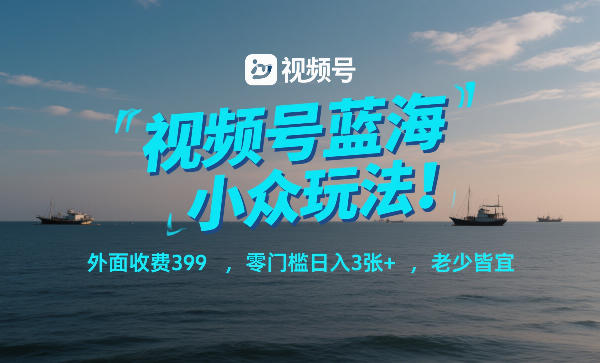 视频号蓝海小众玩法！外面收费399，零门槛日入3张+，老少皆宜-小艾项目网