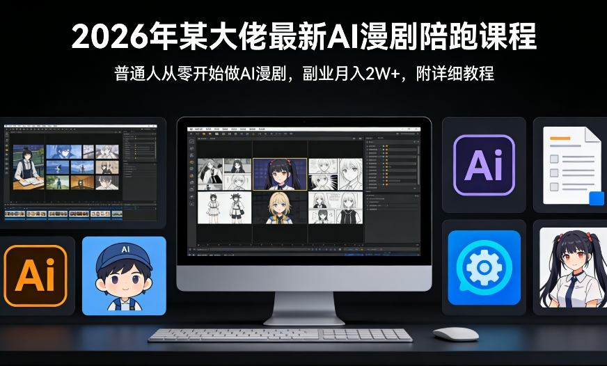 26年某大佬最新Ai漫剧陪跑课程，普通人从零开始做AI漫剧，副业月入2W+-百盛轻创