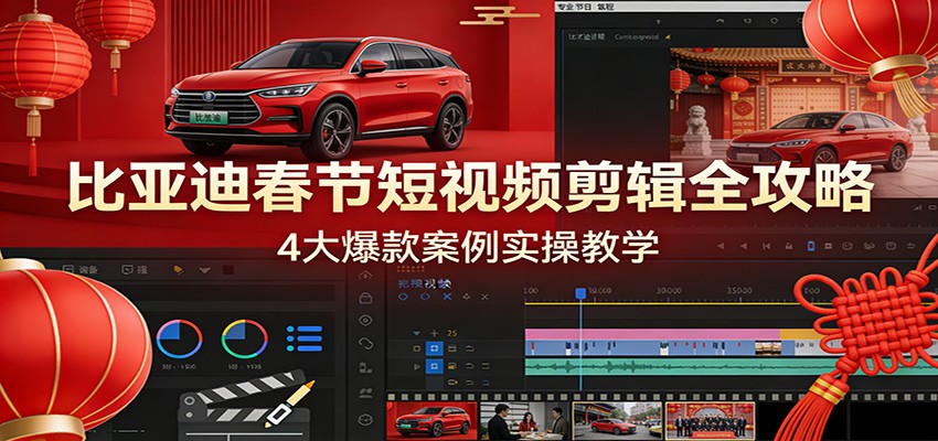 比亚迪春节短视频剪辑全攻略，4大爆款案例实操教学-小艾项目网