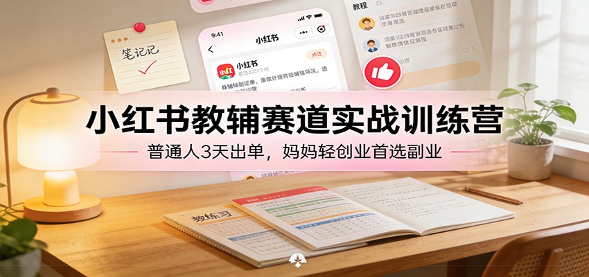 小红书教辅赛道实战训练营：普通人3天出单，妈妈轻创业首选副业-小艾项目网