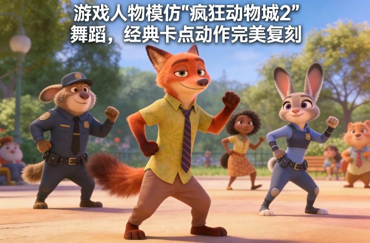 游戏人物模仿“疯狂动物城2”舞蹈，经典卡点动作完美复刻-小艾项目网