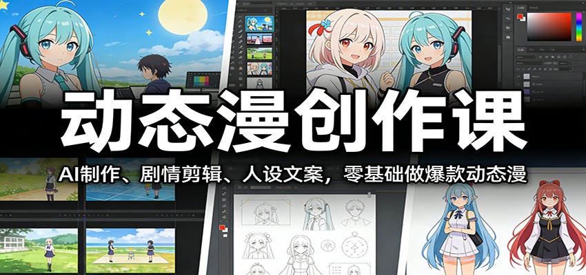 动态漫创作课：AI制作、剧情剪辑、人设文案，零基础做爆款动态漫-百盛轻创