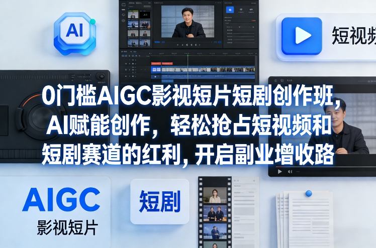 0门槛AIGC影视短片短剧创作班，AI赋能创作，轻松抢占短视频和短剧赛道的红利，开启副业增收路-百盛轻创