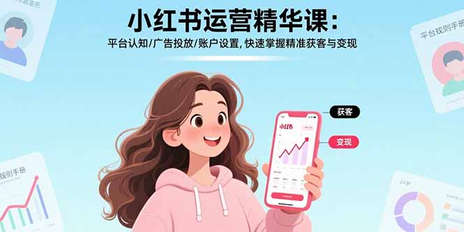 小红书运营精华课-更新：平台认知/广告投放/账户设置,快速掌握精准获客与变现-百盛轻创