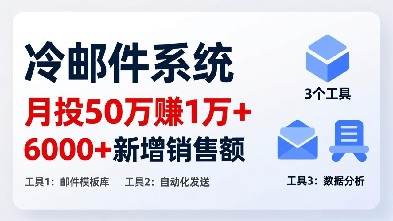 月投 50 刀赚 1 万 +！冷邮件系统：6000 + 新增销售额，靠 3 个工具轻松搞-百盛轻创