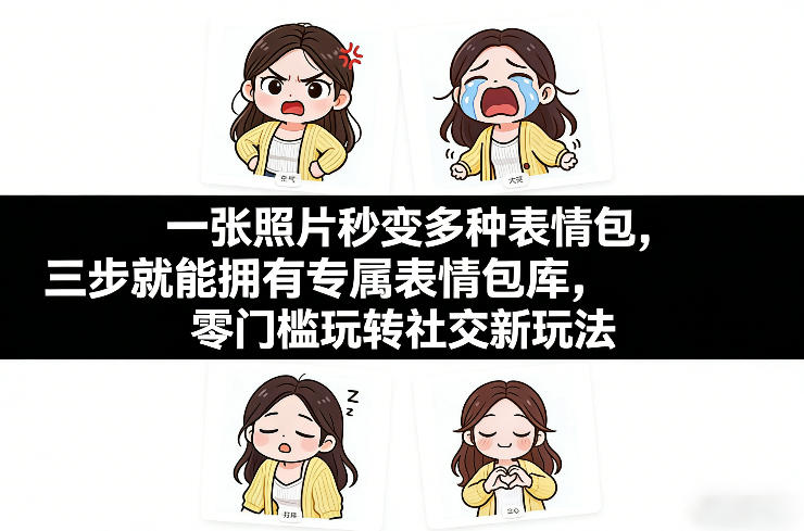 一张照片秒变多种表情包，三步就能拥有专属表情包库，零门槛玩转社交新玩法【文档】-百盛轻创