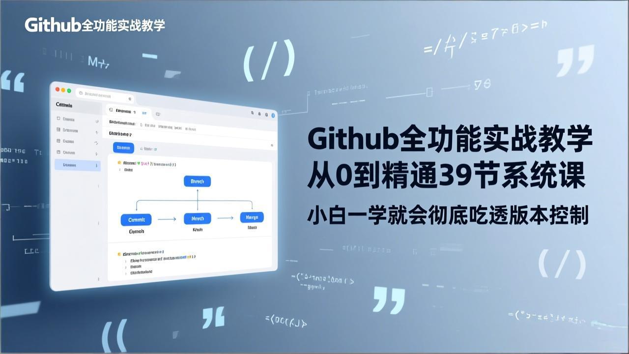 GitHub-全功能实战教学，从0到精通39节系统课，小白一学就会彻底吃透版本控制-百盛轻创