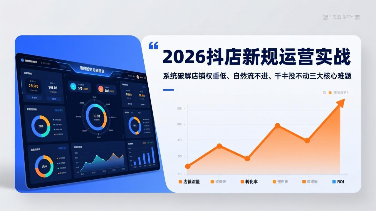 2026抖店新规运营实战：系统破解店铺权重低、自然流不进、千川投不动三大核心难题-小艾项目网