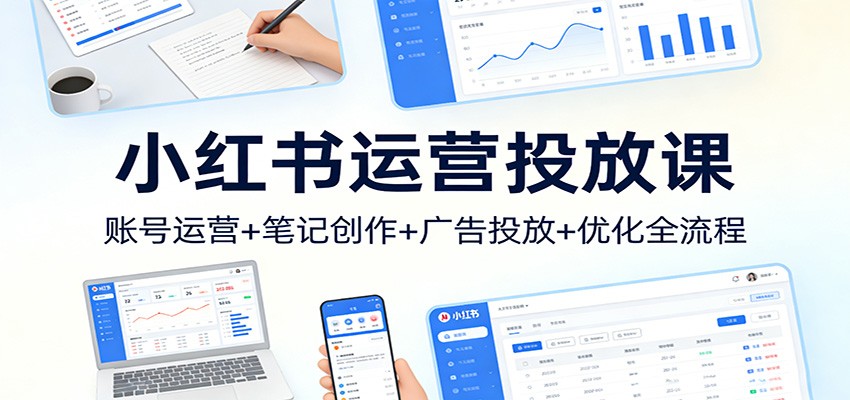 小红书运营投放课：账号运营+笔记创作+广告投放+优化全流程-百盛轻创