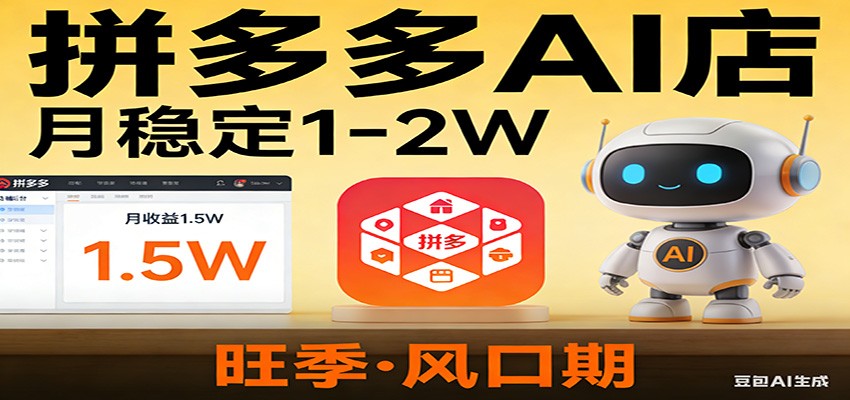 开一家拼多多AI店，月稳定1-2W，目前旺季，风口期！-小艾项目网