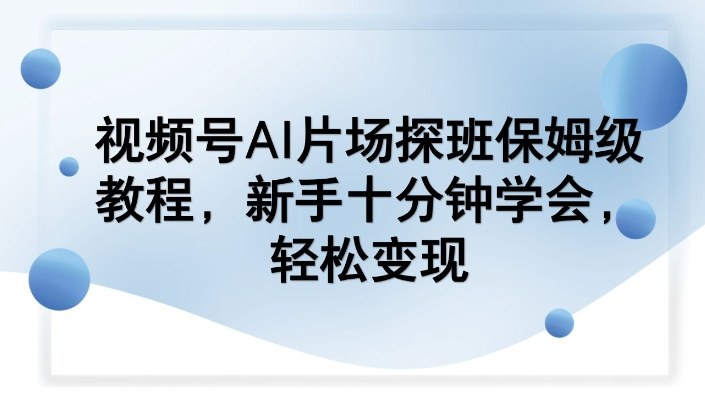 视频号AI片场探班保姆级教程，新手十分钟学会，轻松变现-百盛轻创