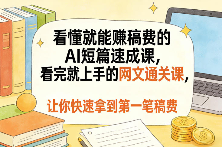 看懂就能賺稿费的AI短篇速成课，看完就上手的网文通关课，让你快速拿到第一笔稿费-百盛轻创