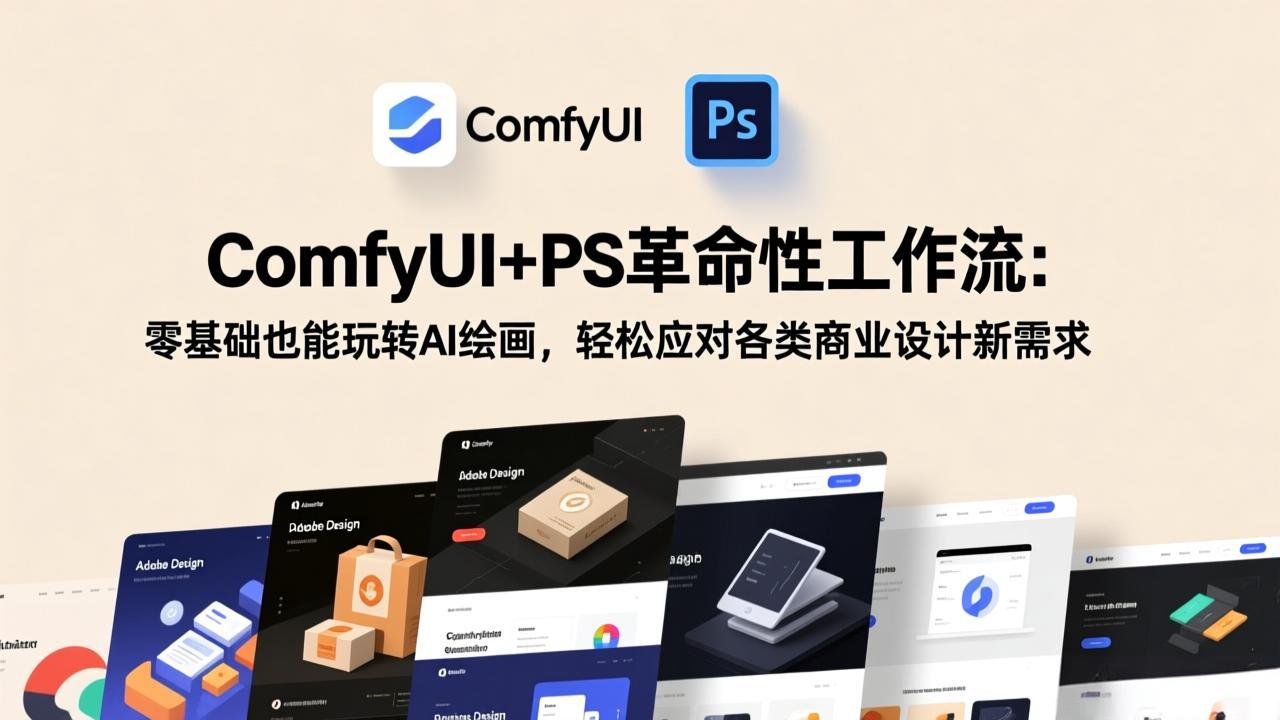 ComfyUI+PS革命性工作流：零基础也能玩转AI绘画，轻松应对各类商业设计新需求-百盛轻创
