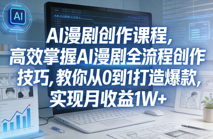 某社群AI漫剧创作课程，高效掌握AI漫剧全流程创作技巧，教你从0到1打造爆款，实现月收益1W+-百盛轻创