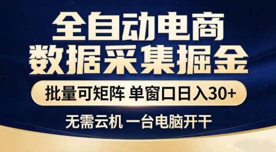 独家电商数据全自动采集项目，批量可矩阵，单窗口轻松日入3张+【揭秘】-百盛轻创