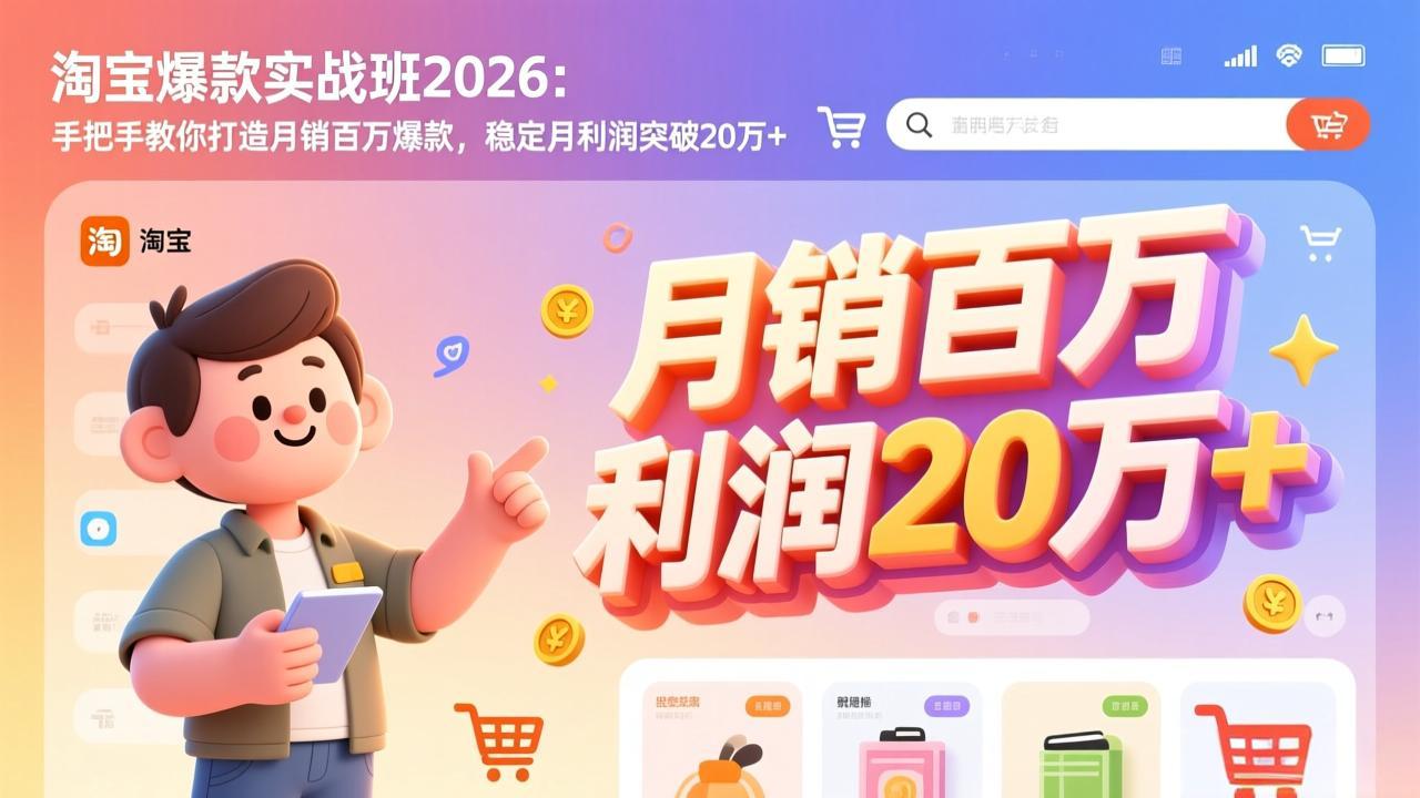 淘宝爆款实战班-2026年3月更新：手把手教你打造月销百万爆款，稳定月利润突破20万+-小艾项目网
