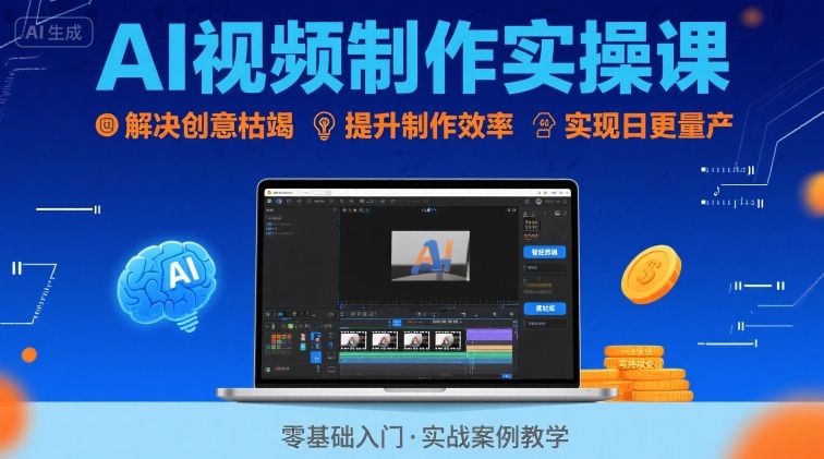 Ai视频制作实操课，解决创意枯竭、效率低下痛点，实现日更量产可持续变现(更新26年3月)-小艾项目网