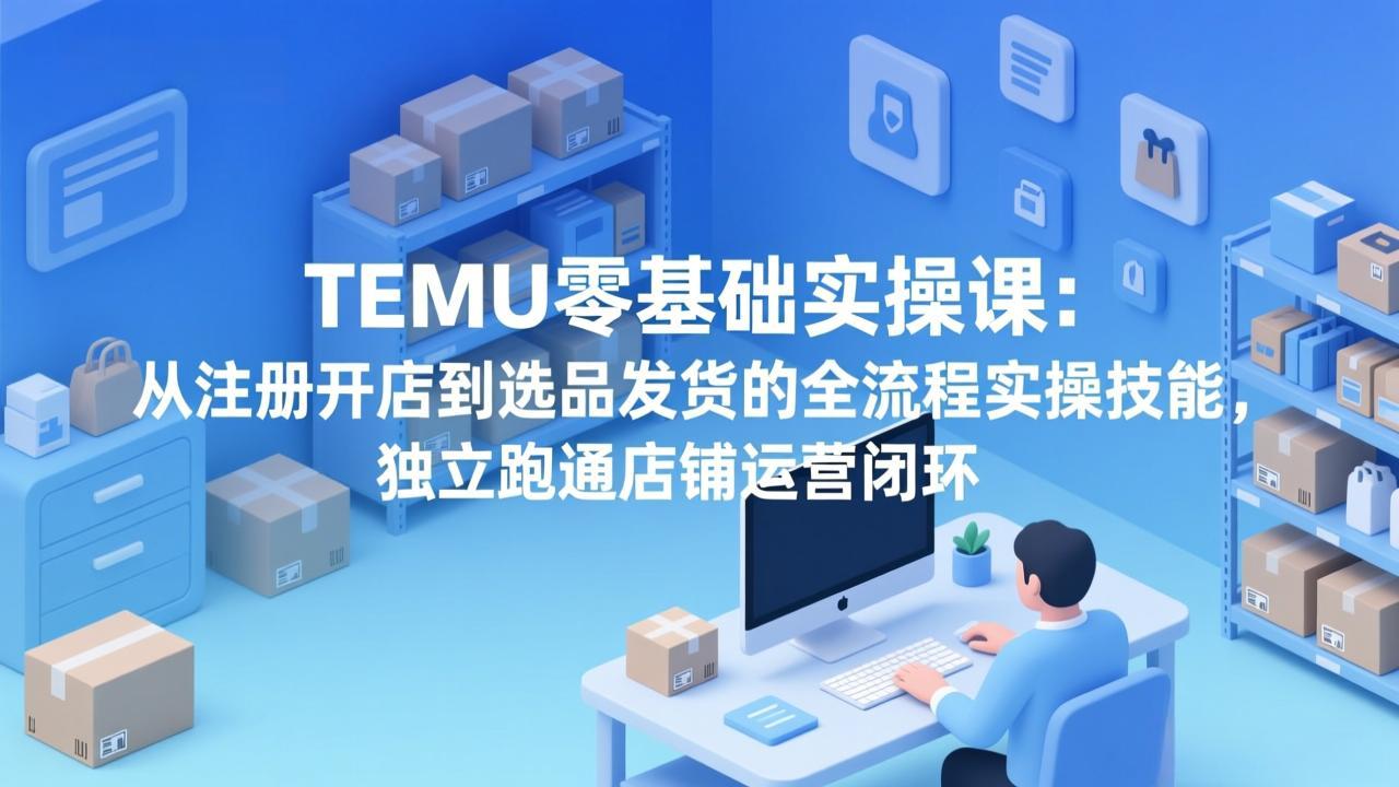 TEMU零基础实操课：从注册开店到选品发货的全流程实操技能，独立跑通店铺运营闭环-百盛轻创