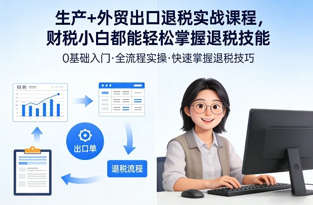 生产+外贸出口退税实战课程，财税小白都能轻松掌握退税技能-小艾项目网